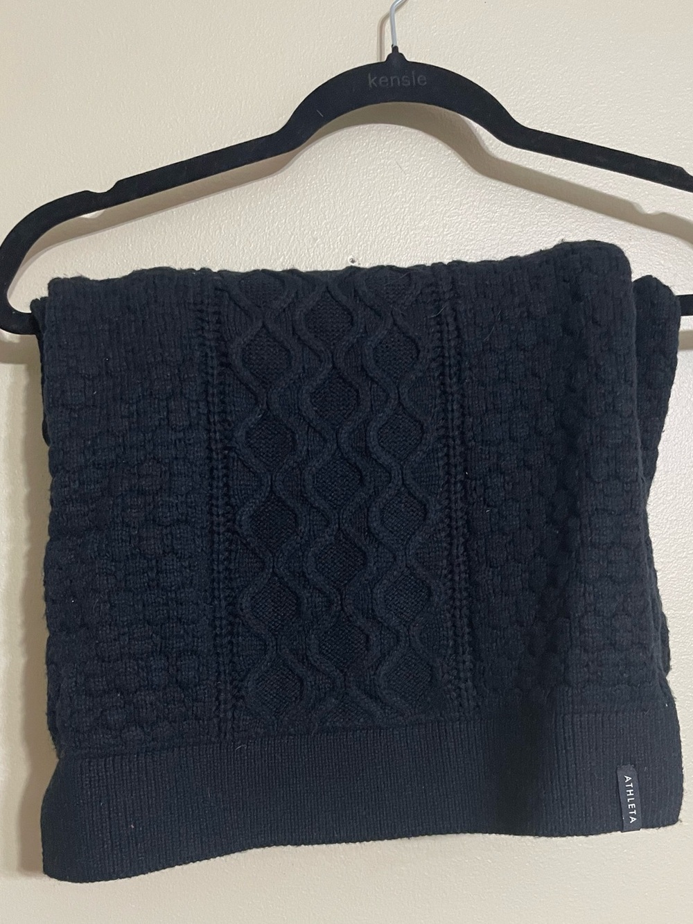 Athleta black cable knit wrap scarf